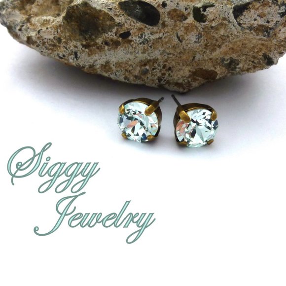 Swarovski Crystal Light Azore Pale Blue Studs - Picture 5 of 7